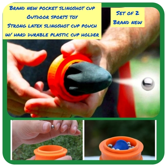 Set of 2 outdoor toy sport slingshots latex w durable hand hold cup powerful new - Picture 1 of 10
